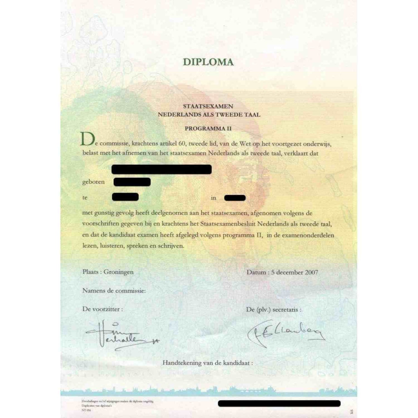 DIPLOMA – VERTALING