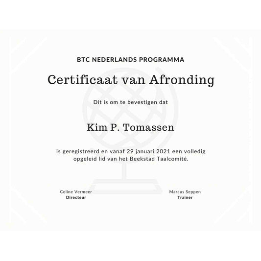OFFICIEEL CERTIFICAAT – VERTALING