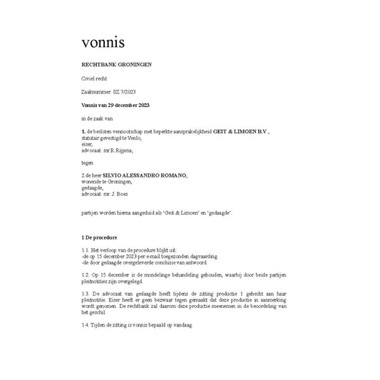 VONNIS / JURIDISCHE DOCUMENTEN – VERTALING